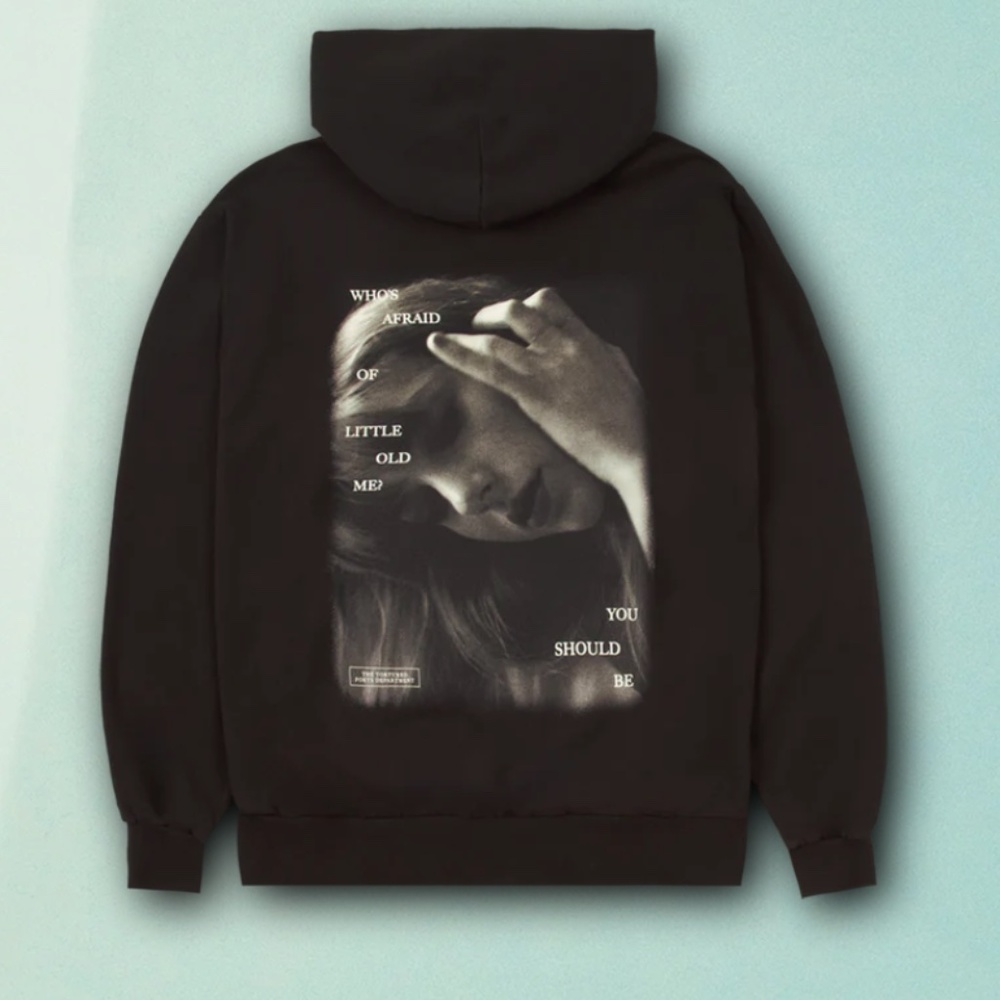 Taylor Swift TTPD Who's Affraid of Little Old Me Dark Brown Hoodie NEW